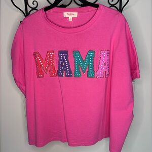 Pink Graphic 'MAMA' Oversized T-shirt